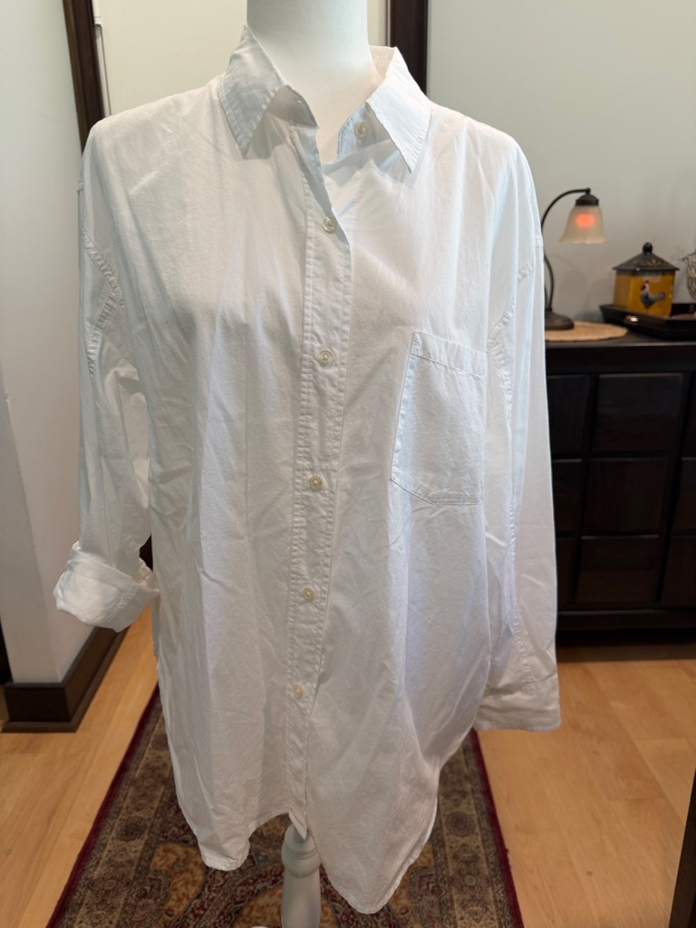 Relaxed White Button-Front Women's Blouse